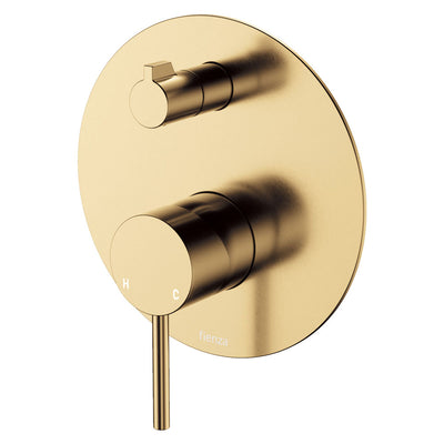 Fienza Kaya Wall Diverter Mixer Large Round Plate Urban Brass