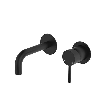 Fienza Kaya Basin/Bath Wall Mixer Set 130mm Matte Black