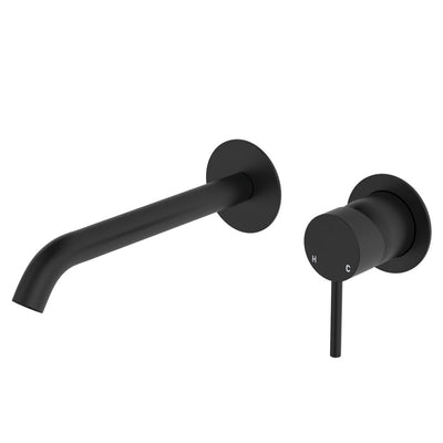 Kaya Wall Basin/Bath Mixer Set 200mm Matte Black