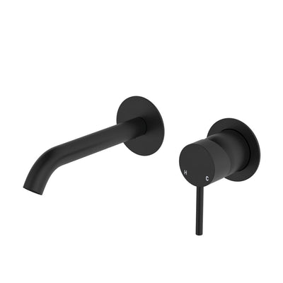 Fienza Kaya Basin/Bath Wall Mixer Set 160mm Matte Black