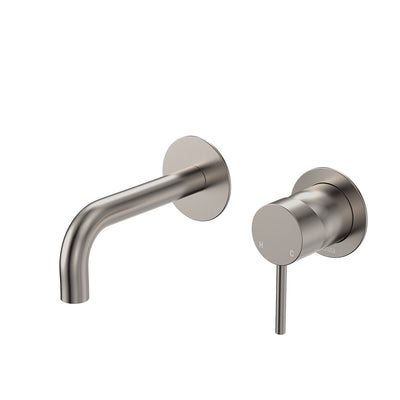 Fienza Kaya Basin/Bath Wall Mixer Set 130mm Brushed Nickel