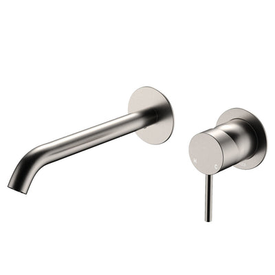 Fienza Kaya Wall Basin/Bath Mixer Set 200mm Brushed NIckel