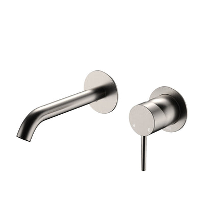 Fienza Kaya Basin/Bath Wall Mixer Set 160mm Brushed Nickel