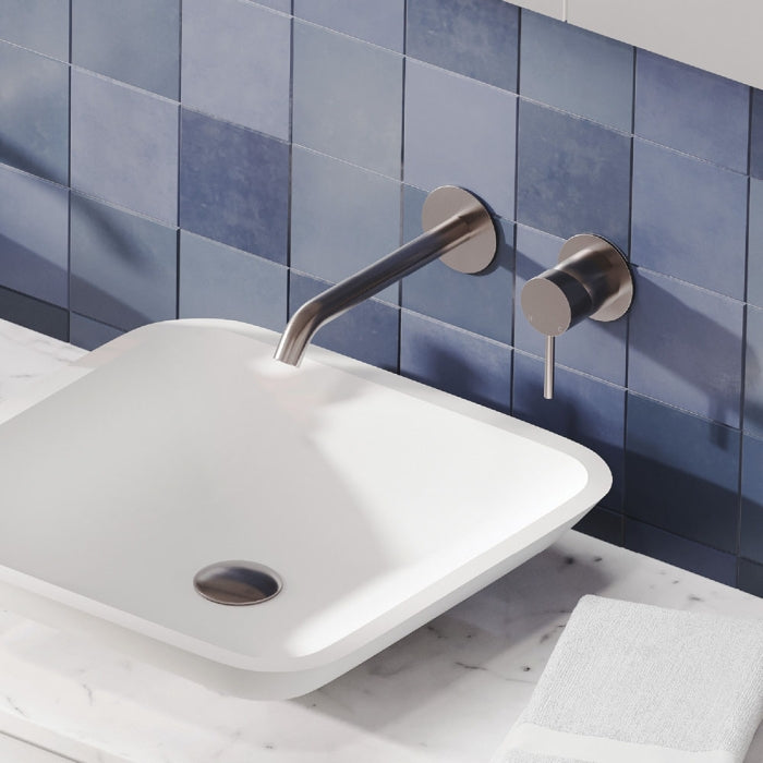 Fienza Kaya Basin/Bath Wall Mixer Set 160mm Brushed Nickel