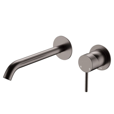 Fienza Kaya Wall Basin/Bath Mixer Set 200mm Gun Metal