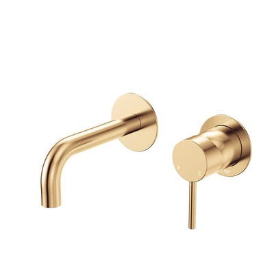 Fienza Kaya Basin/Bath Wall Mixer Set 130mm Urban Brass