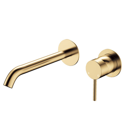 Fienza Kaya Wall Basin/Bath Mixer Set 200mm Urban Brass