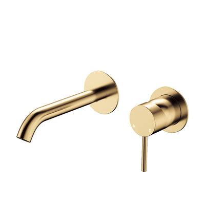 Fienza Kaya Basin/Bath Wall Mixer Set 160mm Urban Brass