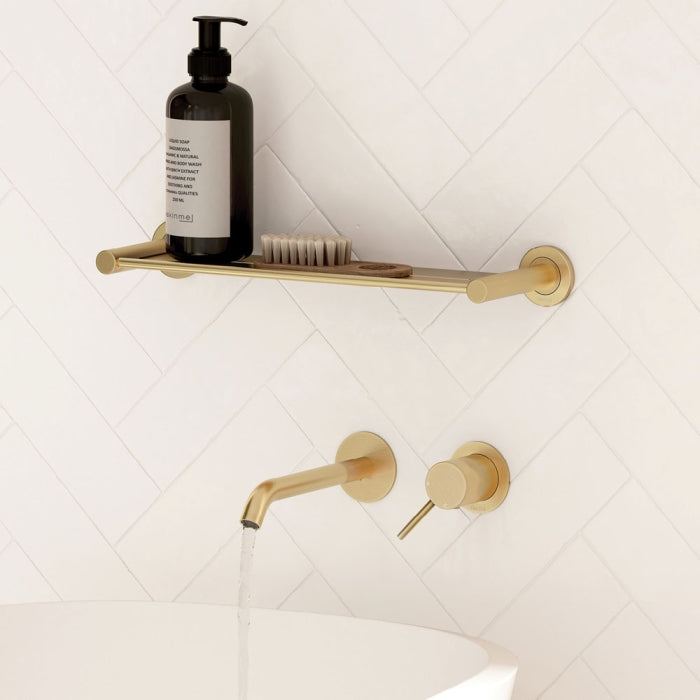 Fienza Kaya Basin/Bath Wall Mixer Set 160mm Urban Brass