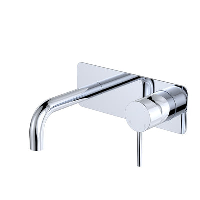 Fienza Kaya Wall Basin/Bath Mixer Set Rectangular Plate 130mm Chrome