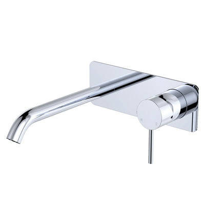 Fienza Kaya Basin/Bath Wall Mixer Set Rectangular Plate 200mm Chrome