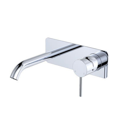 Fienza Kaya Basin/Bath Wall Mixer Set Rectangular Plate 160mm Chrome