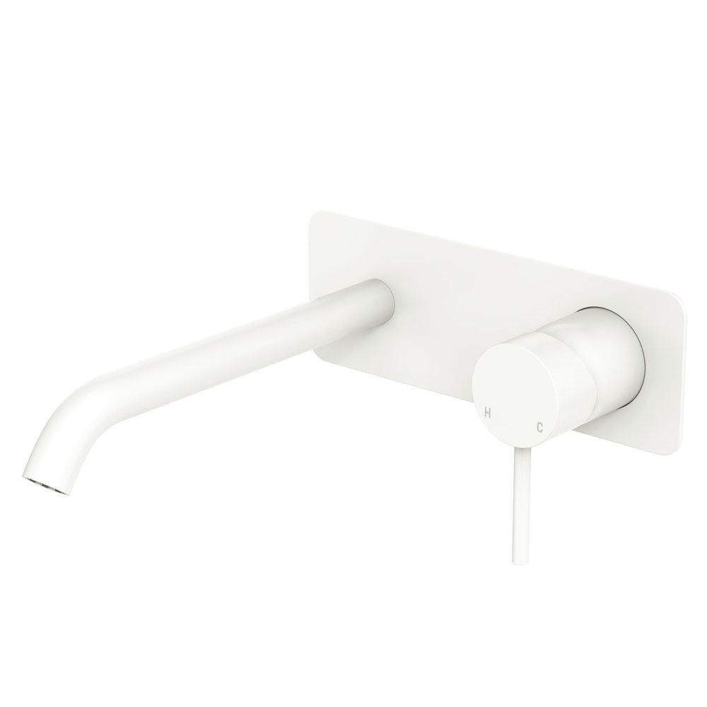 Fienza Kaya Basin/Bath Wall Mixer Set Rectangular Plate 200mm Matte White