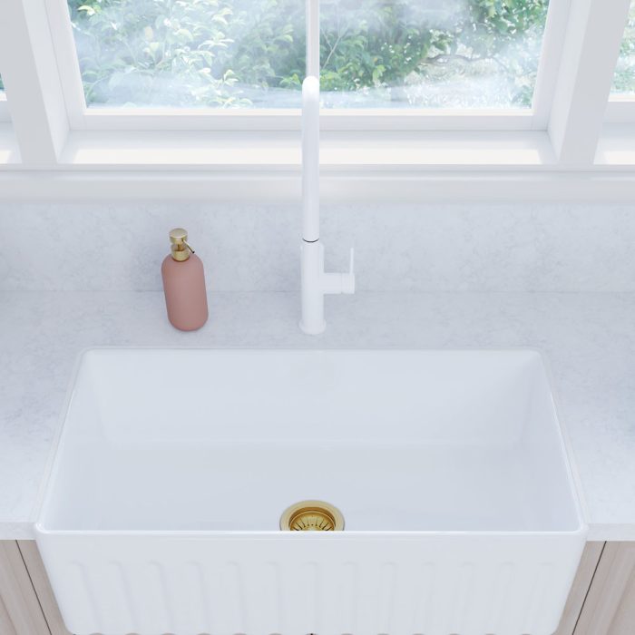 Fienza Kaya Pull Out Sink Mixer Matte White