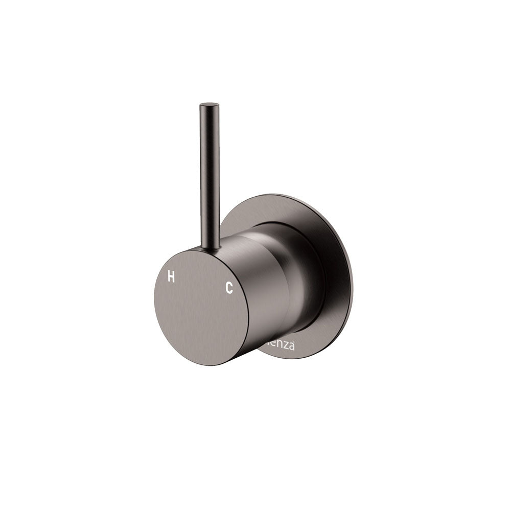 Fienza Kaya Up Wall Mixer Small Round Plate Gun Metal