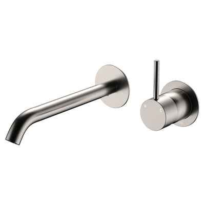 Fienza Kaya Up Wall Basin/Bath Mixer Set 200mm Brushed Nickel