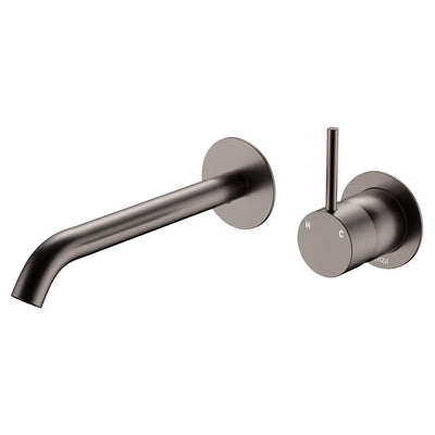 Fienza Kaya Up Wall Basin/Bath Mixer Set 200mm Gun Metal