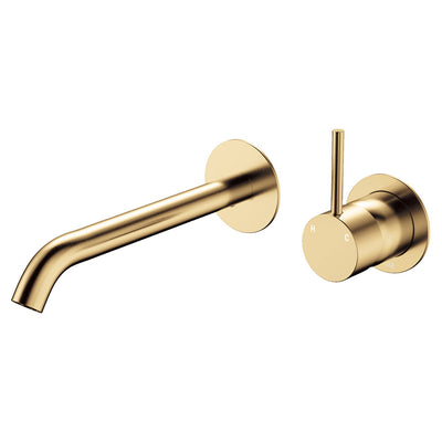 Fienza Kaya Up Wall Basin/Bath Mixer Set 200mm Urban Brass