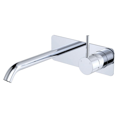 Fienza Kaya Up Basin/Bath Wall Mixer Set Rectangular Plate 200mm Chrome