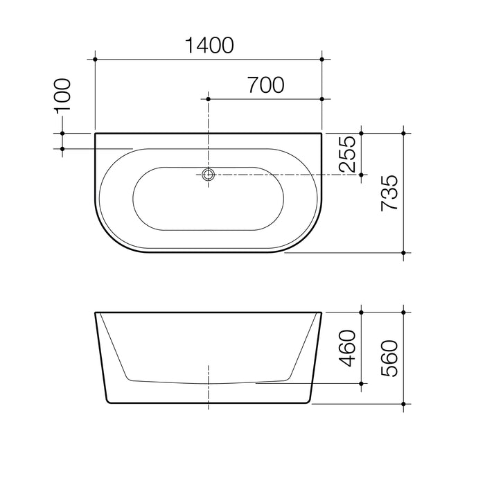 Caroma Urbane II 1400 Back to Wall Bath
