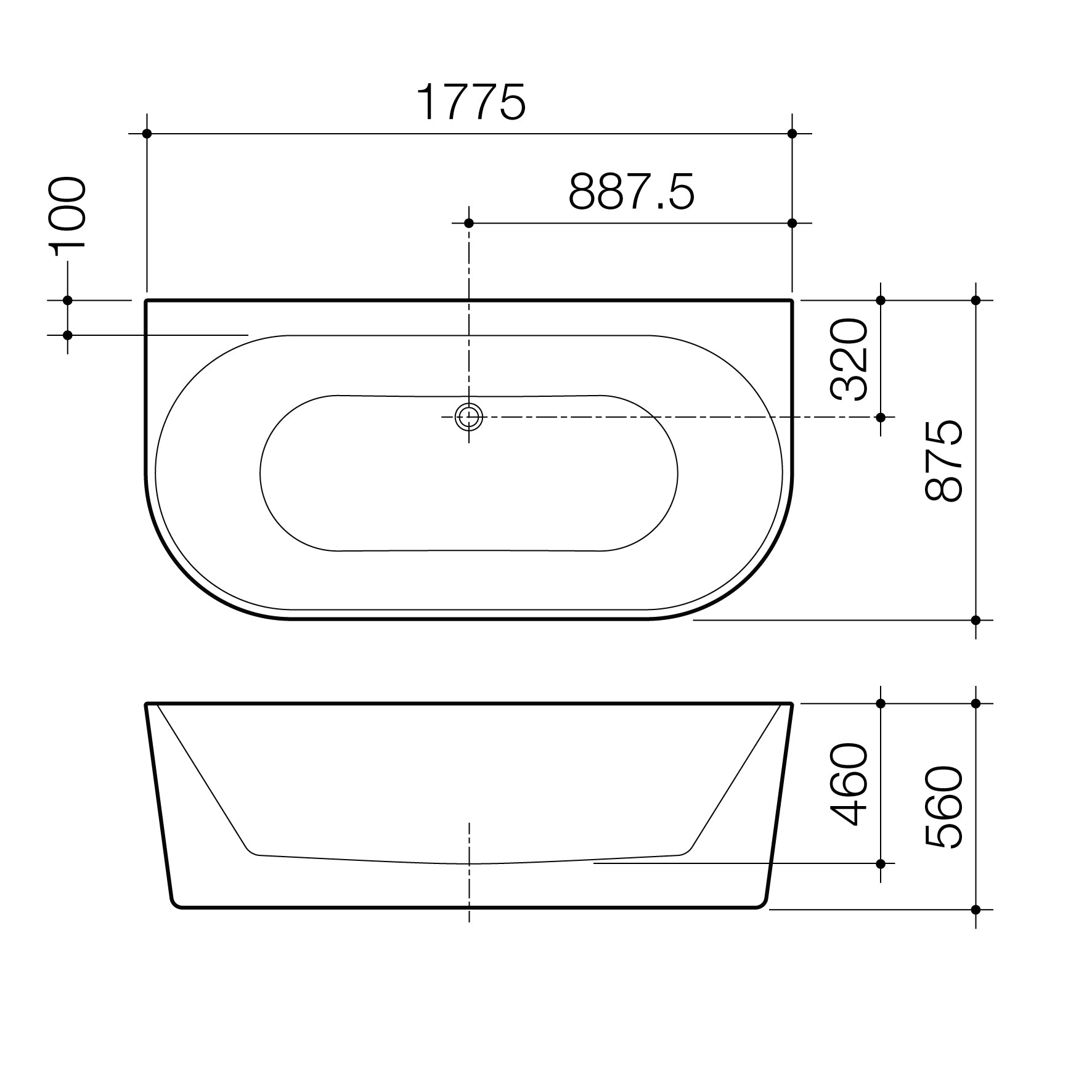 Caroma Urbane II 1800 Back to Wall Bath