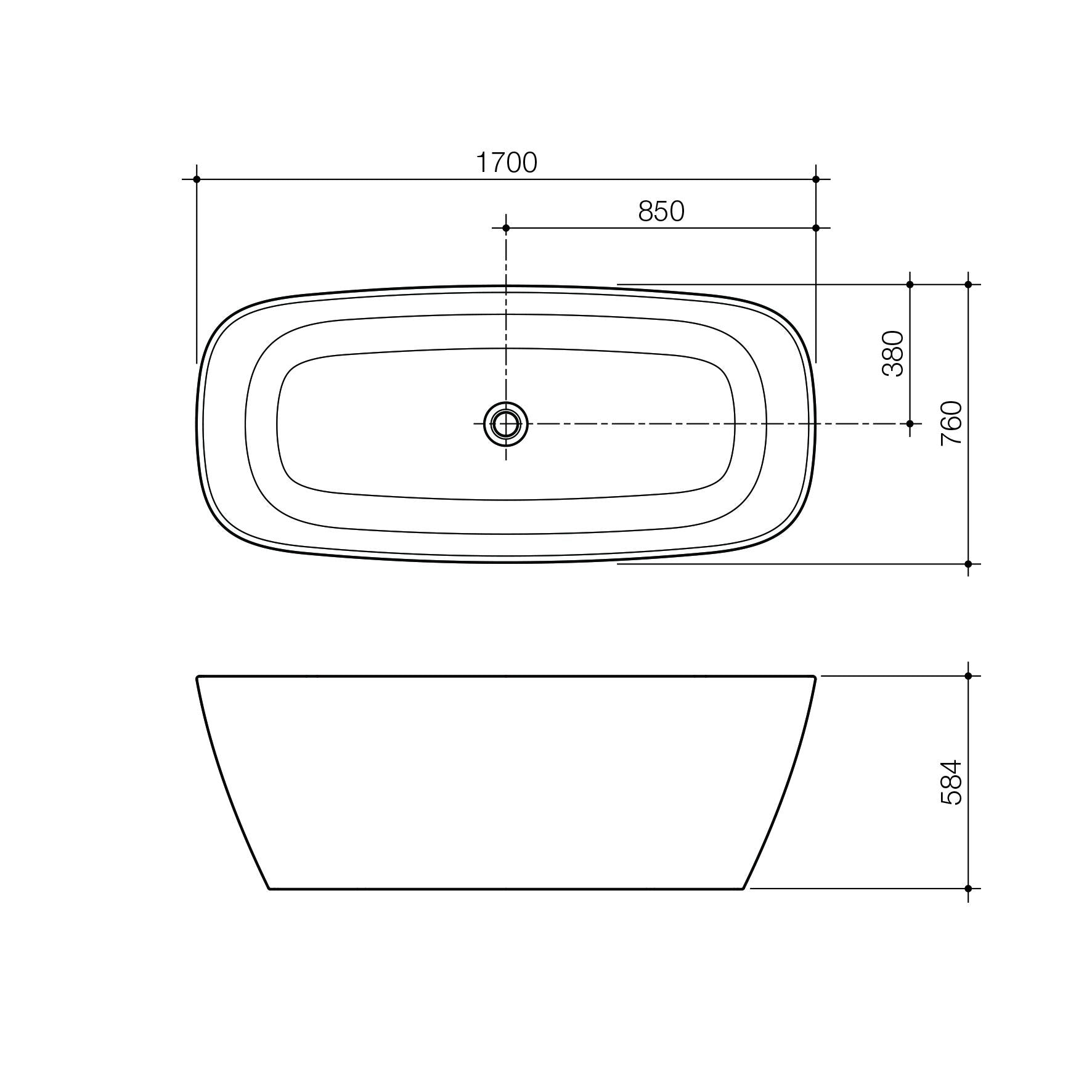 Caroma Contura 1700 Freestanding Bath