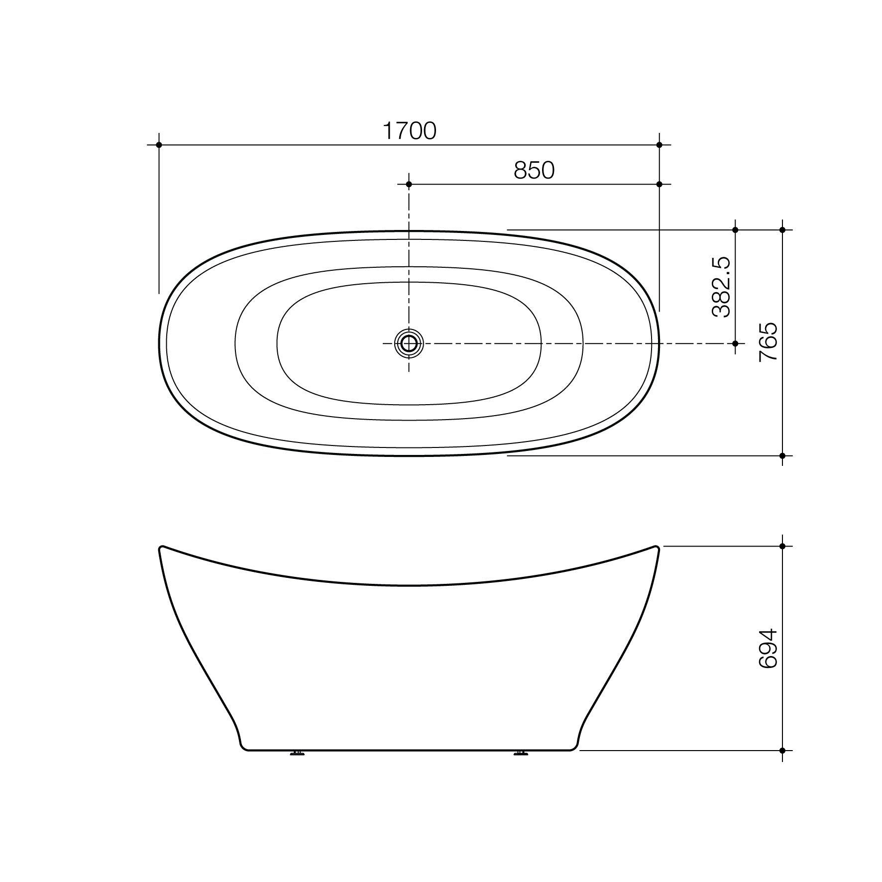 Caroma Cupid 1700 Freestanding Bath