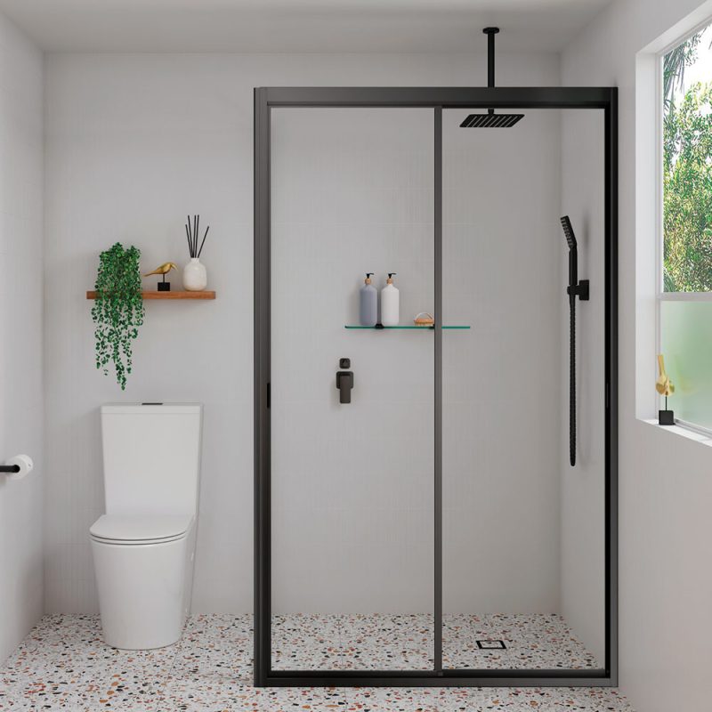 Fienza Tono Wall Diverter Mixer Square Plate Matte Black