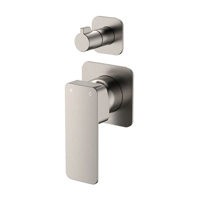 Fienza Tono Wall Diverter Mixer Square Plate Brushed Nickel