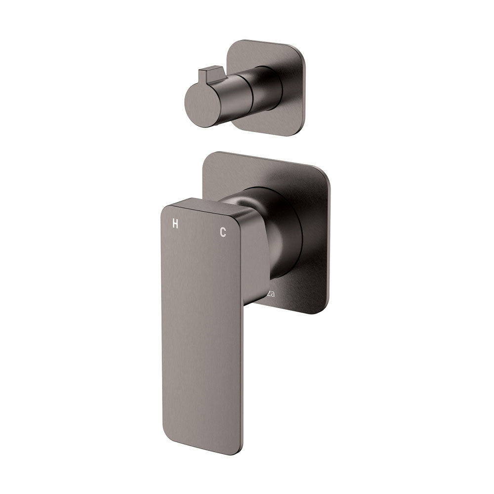 Fienza Tono Wall Diverter Mixer Square Plate Gun Metal