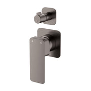 Fienza Tono Wall Diverter Mixer Square Plate Gun Metal