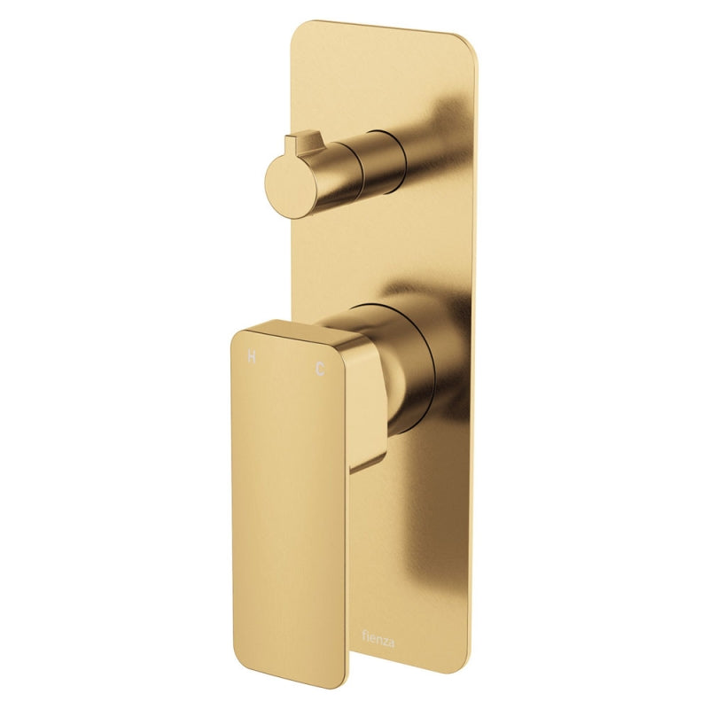 Fienza Tono Wall Diverter Mixer Rectangular Plate Urban Brass