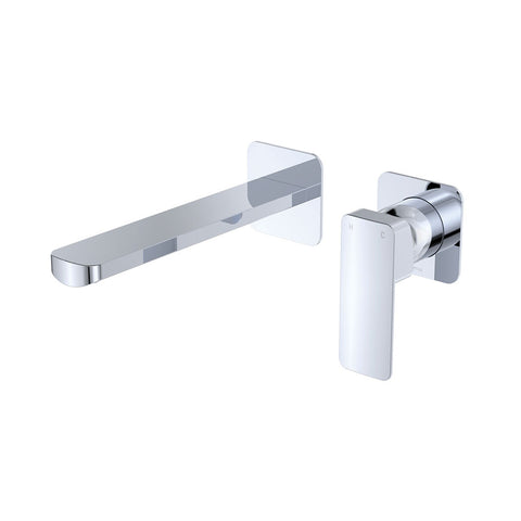 Fienza Tono Basin/Bath Mixer Set Square Plates 200mm Outlet Chrome