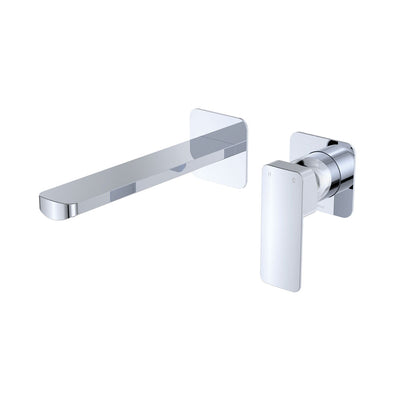Fienza Tono Basin/Bath Mixer Set Square Plates 200mm Outlet Chrome