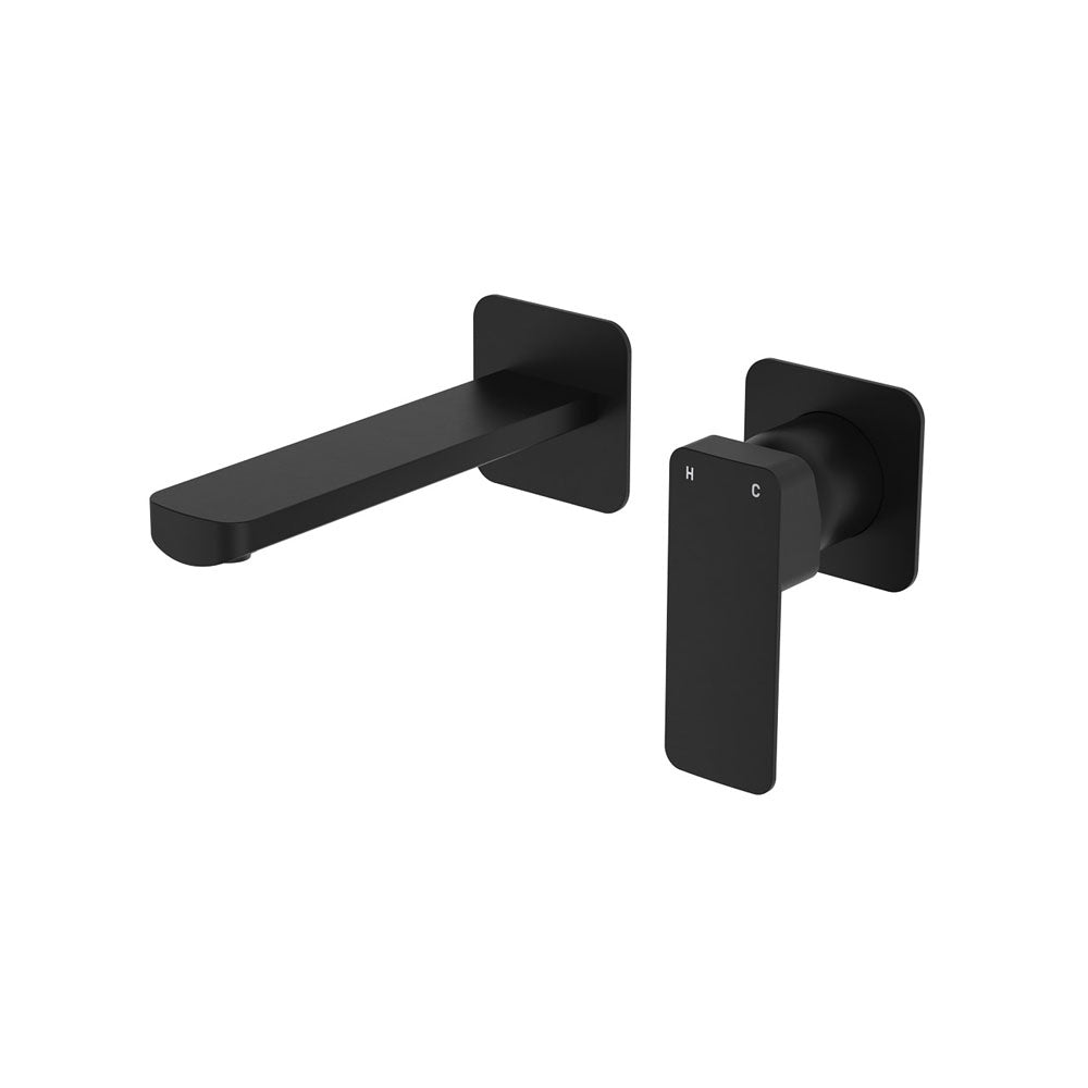 Fienza Tono Basin/Bath Mixer Set Square Plates 160mm Outlet Matte Black