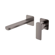 Fienza Tono Basin/Bath Mixer Set Square Plates 200mm Outlet Gun Metal