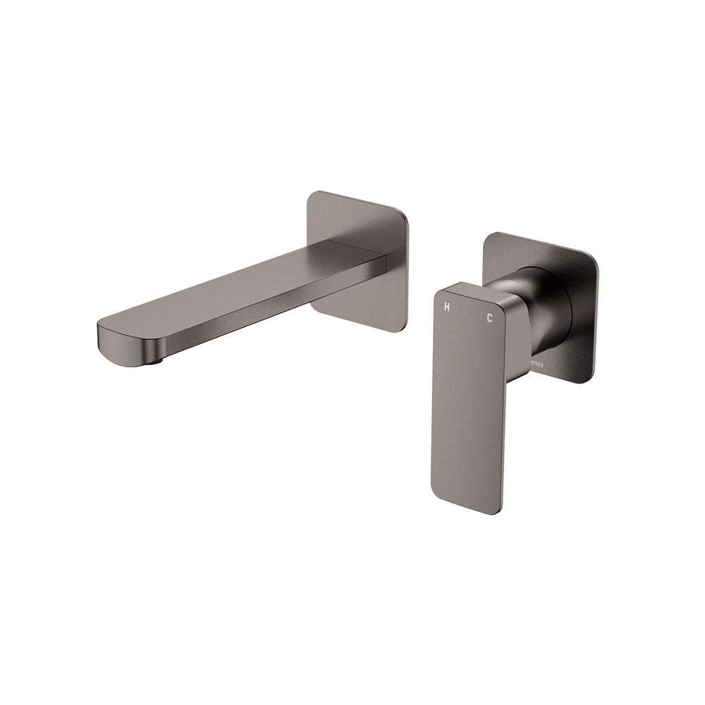 Fienza Tono Basin/Bath Mixer Set Square Plates 160mm Outlet Gun Metal