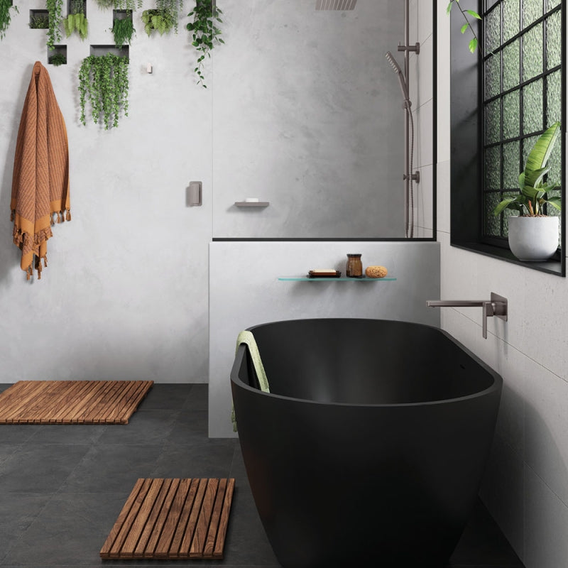 Fienza Tono Basin/Bath Mixer Set Square Plates 160mm Outlet Gun Metal