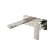 Fienza Tono Basin/Bath Mixer Set Rectangular Plate 160mm Outlet Brushed Nickel