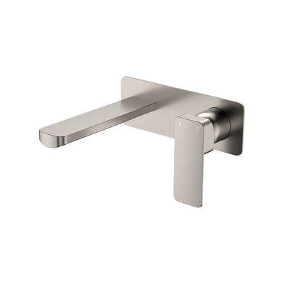 Fienza Tono Basin/Bath Mixer Set Rectangular Plate 160mm Outlet Brushed Nickel