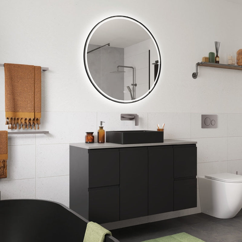 Fienza Tono Basin/Bath Mixer Set Rectangular Plate 200mm Outlet Gun Metal