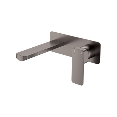 Fienza Tono Basin/Bath Mixer Set Rectangular Plate 160mm Outlet Gun Metal