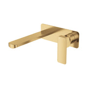 Fienza Tono Basin/Bath Mixer Set Rectangular Plate 200mm Outlet Urban Brass