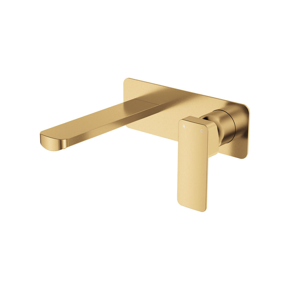 Fienza Tono Basin/Bath Mixer Set Rectangular Plate 160mm Outlet Urban Brass