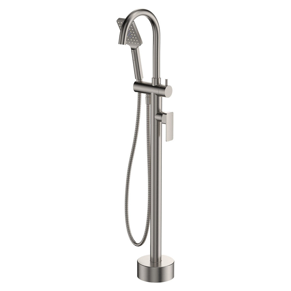 Fienza Tono Floor Mounted Basin/Bath Mixer Brushed Nickel