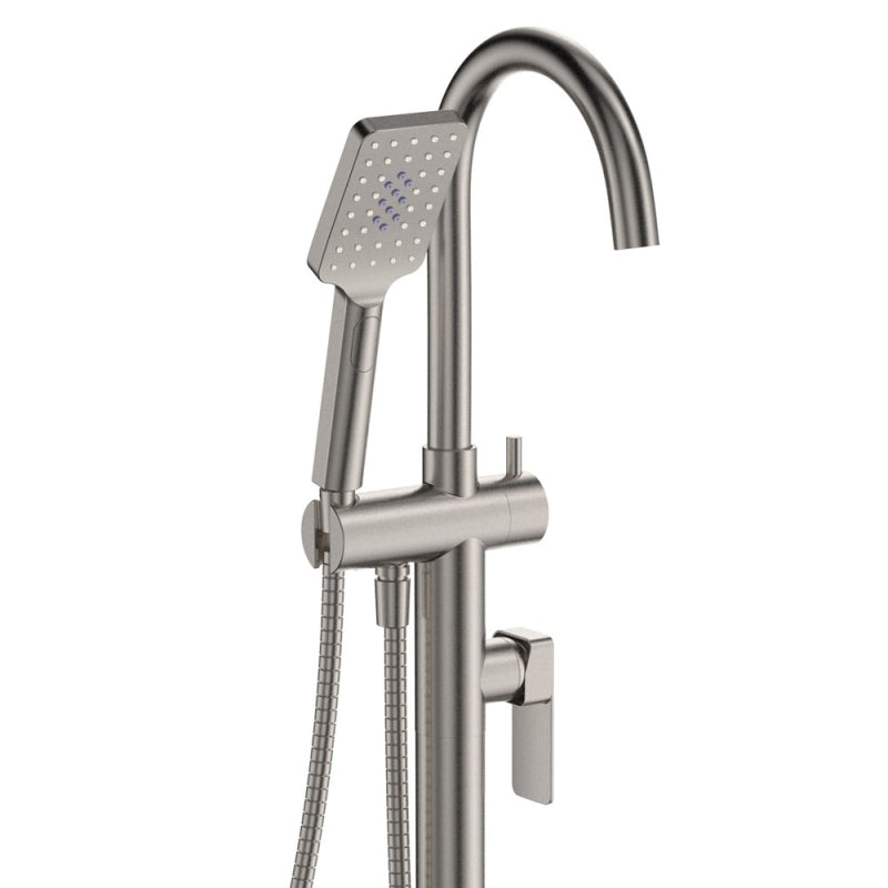 Fienza Tono Floor Mounted Basin/Bath Mixer Brushed Nickel
