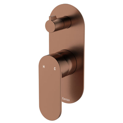 Fienza Empire Slim Wall Mixer & Diverter Large Oval Plate Brushed Copper