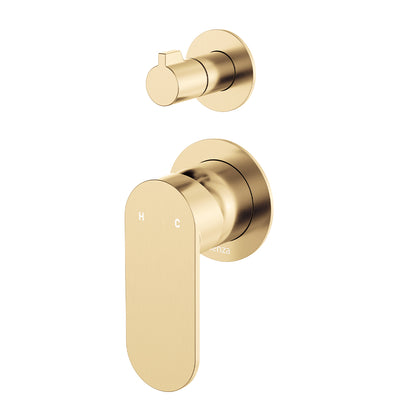 Fienza Empire Slim Wall Mixer & Diverter Small Round Plates Urban Brass