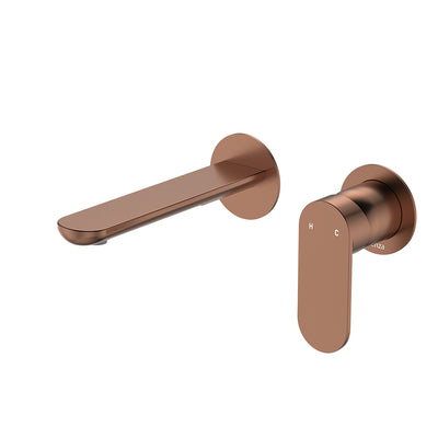 Fienza Empire Slim Wall Basin/Bath Mixer Set 160mm Brushed Copper
