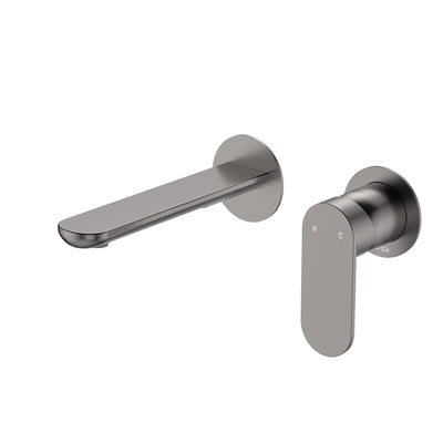 Fienza Empire Slim Wall Basin/Bath Mixer Set 160mm Gun Metal